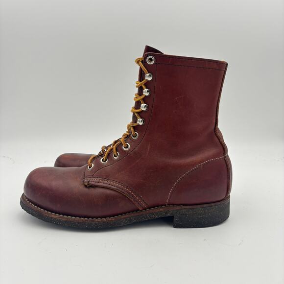 Vintage 70s Red Wing Amber Iron Ranger Steel Toe Combat Boots Men's 8.5 - Picture 5 of 11